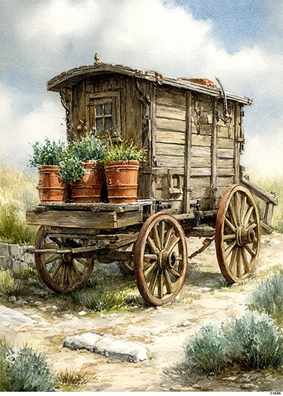 CN21689 papier ryżowy WÓZ OSADNIKÓW