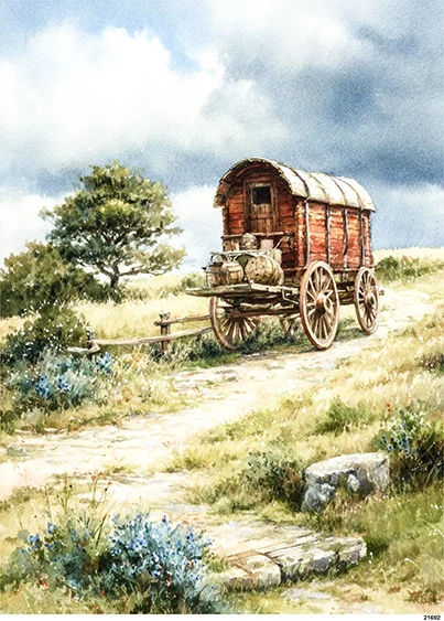 CN21692 papier ryżowy TRADYCYJNY WÓZ ROMSKI