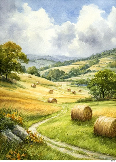 CN21717 papier ryżowy SIELSKI KRAJOBRAZ WIEJSKI