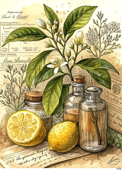 CN22164 papier ryżowy CYTRYNY I KWIATY CYTRYN