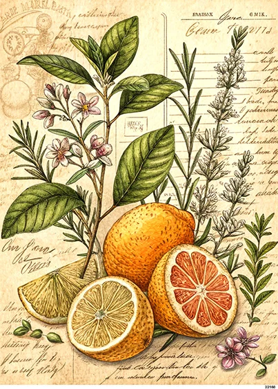 CN22160 papier ryżowy CYTRYNY Z GAŁĄZKAMI