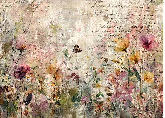 CN22171 papier ryżowy KWIATOWA ŁĄKA AKWARELOWA