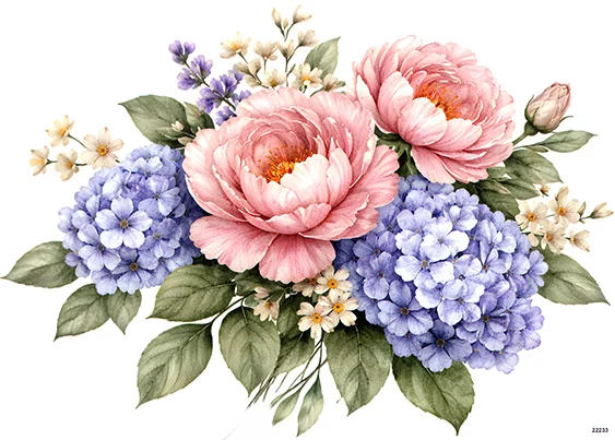 CN22233 papier ryżowy PEONIE I HORTENSJE
