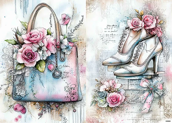 CN000694 papier ryżowy DAMSKA TOREBKA I ELEGANCKIE BUTY