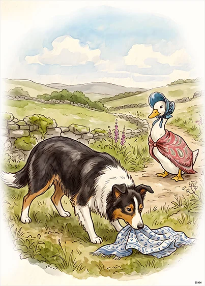 CN23304 papier ryżowy BORDER COLLIE I KACZKA
