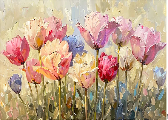CN25360 papier ryżowy KOLOROWE TULIPANY