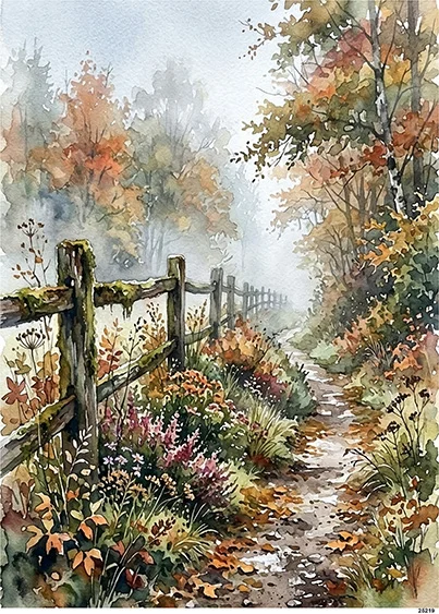 CN25219 papier ryżowy PŁOT PRZY ŚCIEŻCE