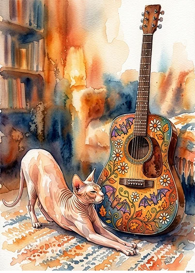 CN25123 papier ryżowy DEVON REX I GITARA