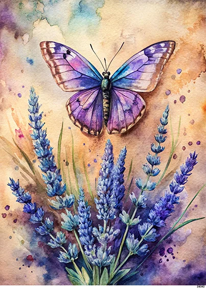 CN24392 papier ryżowy LAWENDA I MOTYL
