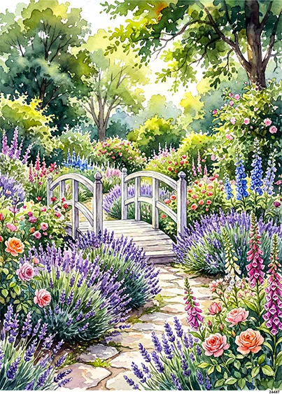 CN24487 papier ryżowy MOSTEK W OGRODZIE