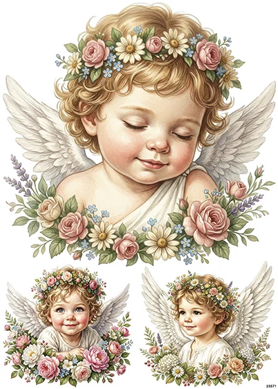 CN25571 papier ryżowy AMORKI W KWIATACH