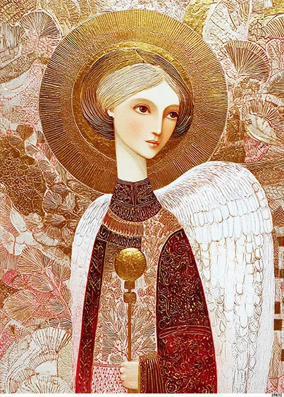 CN25632 papier ryżowy ANIOŁ W OZDOBNEJ SZACIE