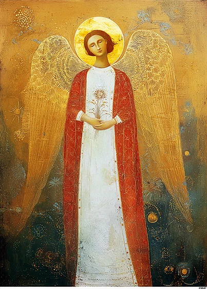 CN25647 papier ryżowy ANIOŁ W OZDOBNEJ SZACIE
