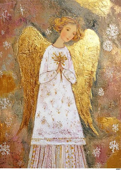 CN25651 papier ryżowy ANIOŁ W OZDOBNEJ SZACIE