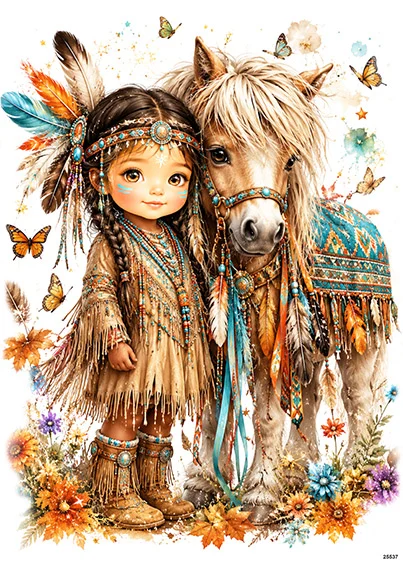 CN25537 papier ryżowy MAŁA INDIANKA I KONIK