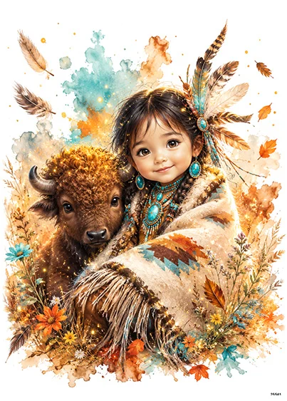 CN25541 papier ryżowy MAŁA INDIANKA I MAŁY BIZON