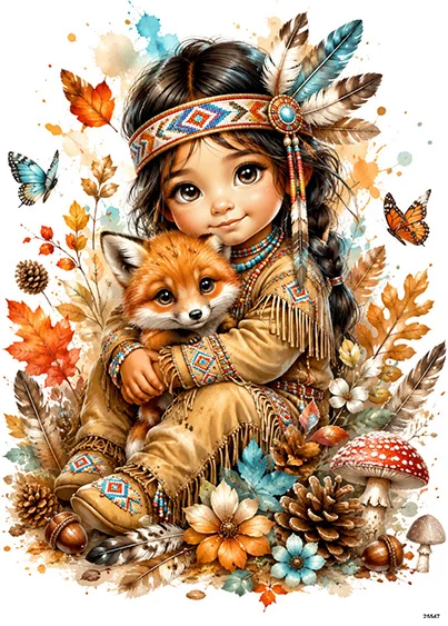 CN25547 papier ryżowy MAŁA INDIANKA I LIS