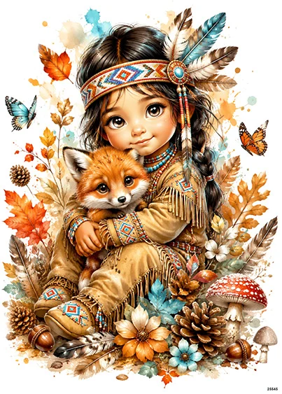 CN25545 papier ryżowy MAŁA INDIANKA I LIS