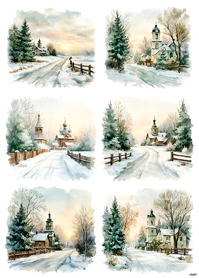 CN25497 papier ryżowy LAS ZIMOWY