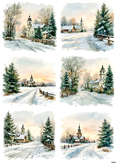 CN25496 papier ryżowy LAS ZIMOWY