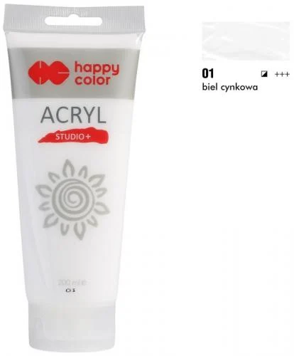 HCL7370020001 Farba akrylowa Studio 200ml, biel cynkowa, Happy Color