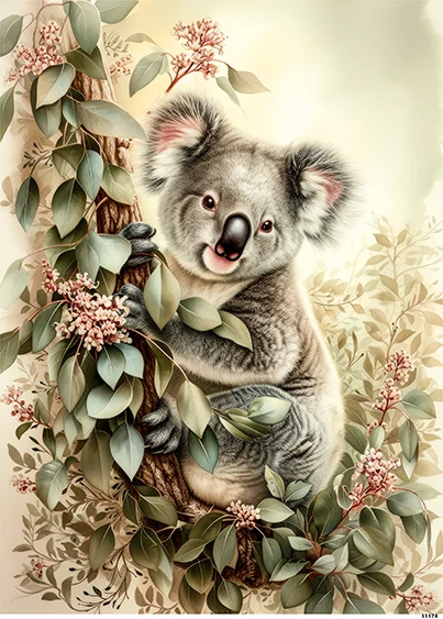 CN11174 papier ryżowy MIŚ KOALA NA GAŁĘZI EUKALIPTUSA