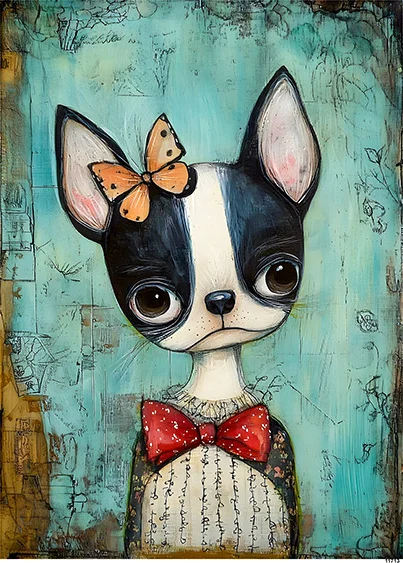 CN11713 papier ryżowy BOSTON TERRIER W MUSZCE