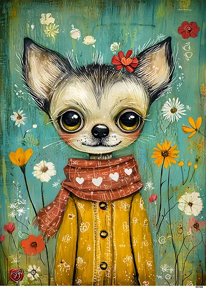 CN11732 papier ryżowy CHIHUAHUA W CZERWONYM SZALIKU