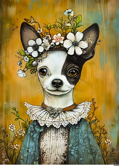CN11844 papier ryżowy BOSTON TERRIER W OZDOBNYM KOŁNIERZU