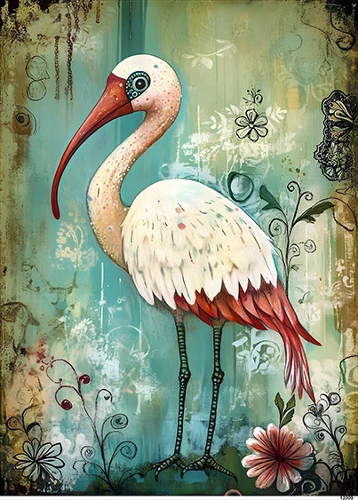 CN12010 papier ryżowy IBIS AMERYKAŃSKI AKWARELA