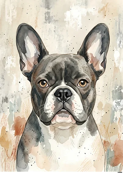 CN19849 papier ryżowy AKWARELOWY BULDOG FRANCUSKI
