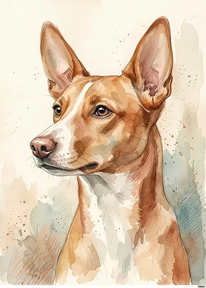 CN19851 papier ryżowy AKWARELOWY BASENJI