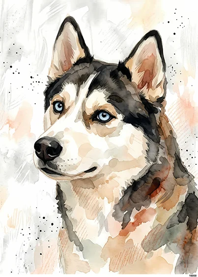 CN19858 papier ryżowy AKWARELOWY SIBERIAN HUSKY