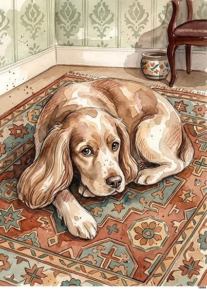 CN19864 papier ryżowy COCKER SPANIEL NA DYWANIE