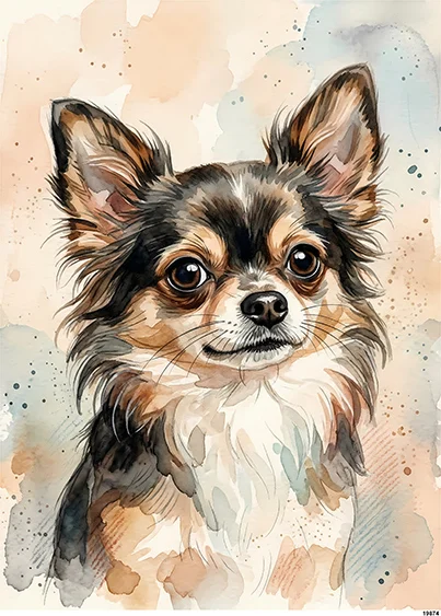 CN19874 papier ryżowy CHIHUAHUA W AKWARELI