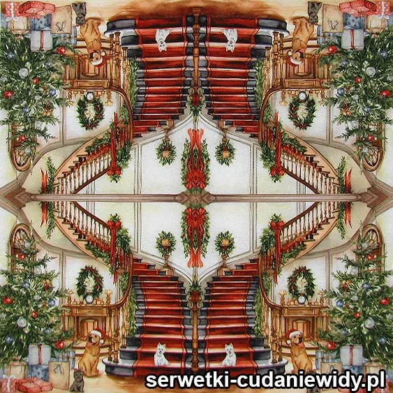 7760 PSY W ŚWIĄTECZNYM WNĘTRZU serwetki pojedyncze