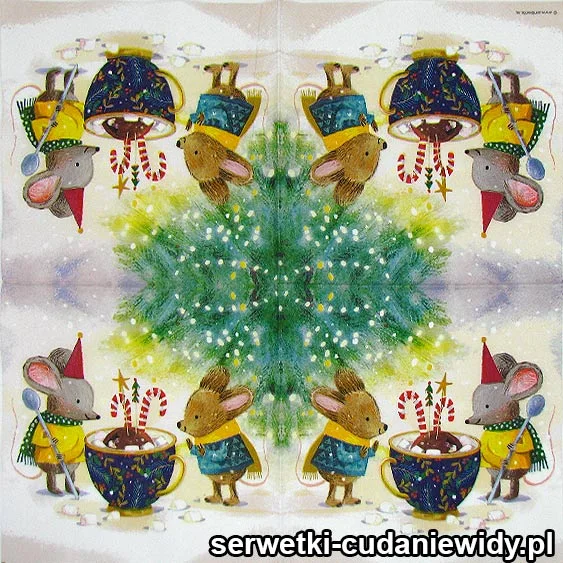 8057 ŚWIĄTECZNE MYSZY serwetki pojedyncze